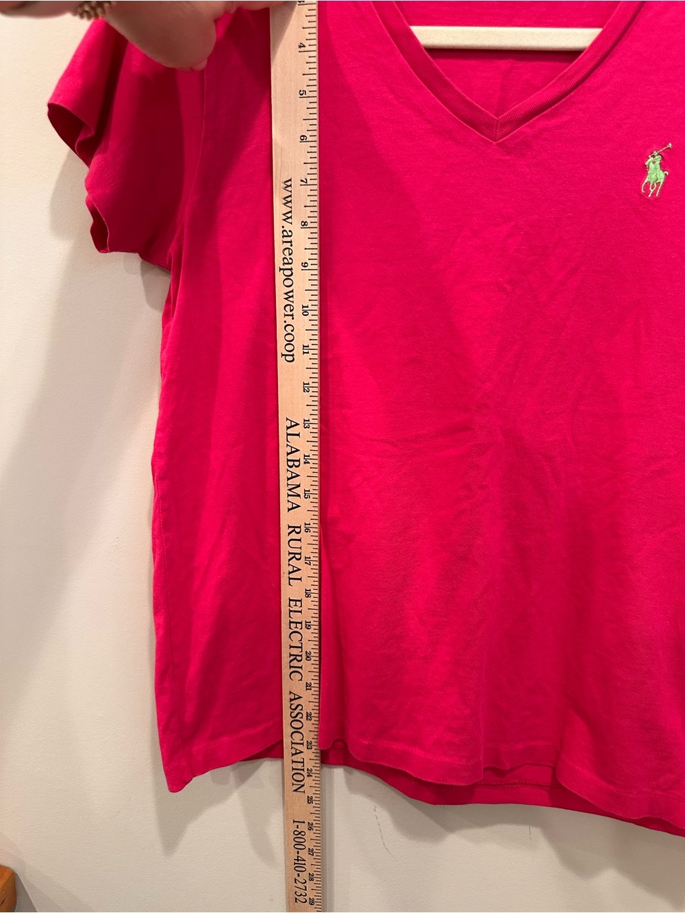 Ralph Lauren Sport Pink V-Neck Tee with Lime Pony Cotton Preppy Summer Sz M - Picture 5 of 6